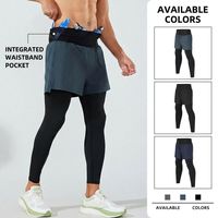 Shorts de compression 2-en-1 décontractés pour hommes, respirants, en toile unie, taille élastique, avec poche arrière, collection printemps
