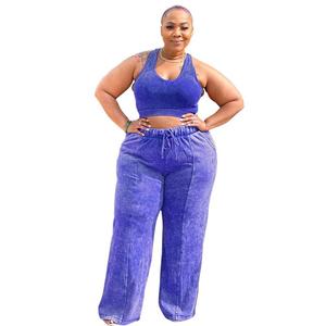 Vêtements pour femmes en gros : Ensemble sans manches avec haut court et pantalon large à taille élastique, Tailles Plus - Product Image 2