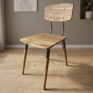 Silla de Comedor de Diseño Industrial y Vintage Indio, Ecológica, de Hierro y Madera de Mango, para Apartamentos y Villas - Product Image 2