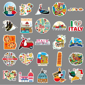 50PCS Villes Italiennes Milan Venise <span class=keywords><strong>Florence</strong></span> Roma Torino Vintage Art Bâtiments Italie Voyage Autocollant - Product Image 4