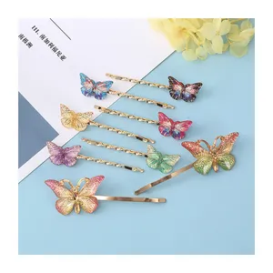 2023 hot sell ladies fancy metal gold butterfly clips hair grips forcine a farfalla di alta qualità