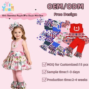 Completo 3 Pezzi per Bambine: Top Senza Maniche <span class=keywords><strong>con</strong></span> Pizzo, Leggings a Zampa e Fiocco Coordinato - Set Abbigliamento Bambina Personalizzabile - Product Image 1