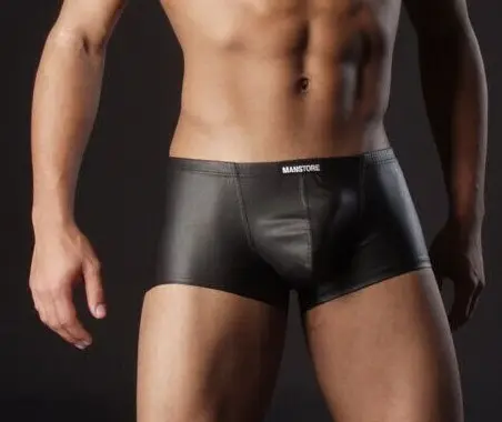 hot sell thermal leather pu underwear Men's Sexy Underwear