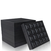 Plateau de présentation empilable Jinsky en cuir PU noir durable pour bagues, boucles d'oreilles et pendentifs