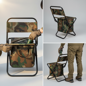 كرسي صيد حديث خفيف الوزن ومريح قابل للطي 2 في 1 مع حقيبة حمل للتخييم في الهواء الطلق - Product Image 5
