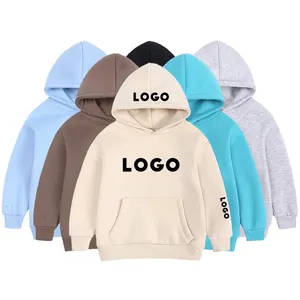 Toptan çocuk düz renk boş spor Hoodie çocuk erkek ve kız pamuk polar Hoodie