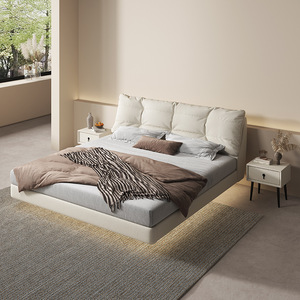 <span class=keywords><strong>Lit</strong></span> Flottant Minimaliste pour Chambre à Coucher, <span class=keywords><strong>Lit</strong></span> Moderne Simple en Cuir, <span class=keywords><strong>Lit</strong></span> Double de Luxe, <span class=keywords><strong>Lit</strong></span> de Mariage Doux pour Chambre Parentale - Product Image 5