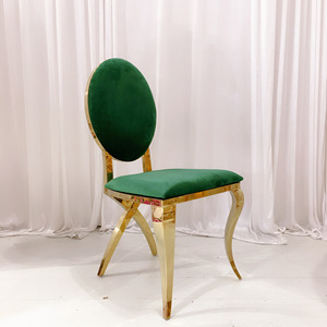 Chaise de salle à manger de mariage en acier inoxydable à motif laser rose avec dossier et coussin interchangeables - Product Image 3