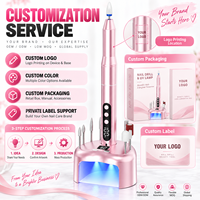 Nouvelle conception, perceuse à ongles 2 en 1, lampe de séchage UV, base rechargeable, outil de manucure électrique avec embouts, service OEM