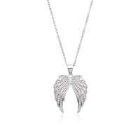 Collier pendentif ailes d'ange en argent sterling 925 plaqué rhodium avec pierres de zircon micro-pavées, cadeau tendance et élégant
