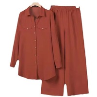 Nouvelle Collection d'Usine Ensemble Deux Pièces Pudique Musulman du Moyen-Orient Couleur Unie, Comprenant une Chemise à Manches Longues à Boucle en Bois et un Pantalon avec Housse de Sac