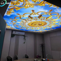 Papel Tapiz 3D para Techo de PVC Dorado con Diseño de Satén Cielo Raso LeArt Led para Casas Prefabricadas