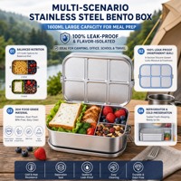 Boîte à lunch bento personnalisée en usine, compartiments étanches, récipient alimentaire en métal avec couvercle à fermeture hermétique en silicone pour adultes, vente en gros