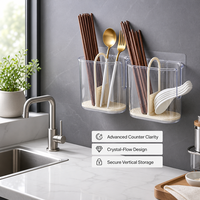 Boîte de rangement flexible pour baguettes de qualité alimentaire, support mural en plastique pour vaisselle de cuisine avec drainage