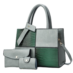Sacs à main pour femmes en cuir PU imprimé crocodile couleur vintage, ensemble de sacs fourre-tout design pour femmes, commande en gros RTS - Product Image 2