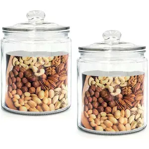 1800ml 1200ml 800ml 500ml clear glass candy jar with glass lid