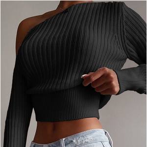 <span class=keywords><strong>Pull</strong></span>-over décontracté sexy pour <span class=keywords><strong>femme</strong></span>, couleur unie, épaule unique, collection hiver 2022, vente chaude sur <span class=keywords><strong>AliExpress</strong></span> pour l'Europe et les États-Unis - Product Image 2