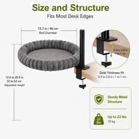 Lit de bureau OEM pour chat, gain de place, rotation à 360°, lavable, en peluche douce, fixation réglable pour le télétravail