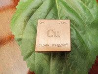 3N5 Cube de cuivre Cube d'élément métallique pour la décoration Taille de 1 pouce Marquage laser