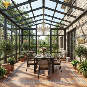 Veranda Moderna in Profili di Alluminio, Giardino d'Inverno con Tetto Retrattile Prefabbricato, Vetro Basso Emissivo a Doppio Vetro - Product Image 3