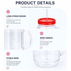 Gobelet réutilisable de 22 oz sans BPA, personnalisable, avec poignée et paille, pour globe à neige DIY, couleur personnalisée, sérigraphie, vente en gros - Product Image 3