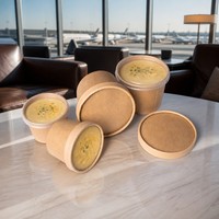 Bol à soupe jetable en papier kraft avec couvercle en papier, emballage pour repas à emporter, emballage alimentaire à emporter, seau