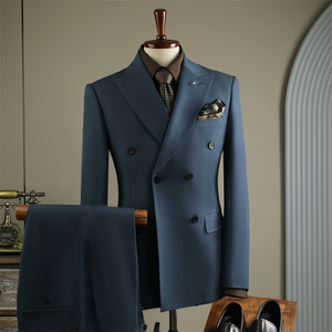Costume d'affaires rayé respirant grande taille pour <span class=keywords><strong>homme</strong></span>, <span class=keywords><strong>blazer</strong></span> imprimé, ensemble 3 pièces, costumes formels pour mariage et bureau - Product Image 1