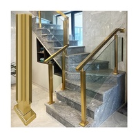 CBMmart Villa - Garde-corps moderne d'extérieur en acier inoxydable avec verre trempé feuilleté pour véranda, porche et escalier, avec poteaux métalliques
