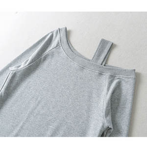 OEM Custom Logo <strong>Off</strong> <strong>the</strong> <strong>Shoulder</strong> Casual <strong>Jumper</strong> Long Sleeve Slash Neckline <strong>Oversized</strong> Pullover Tops Sweatshirt for Women Spring - Product Image 3