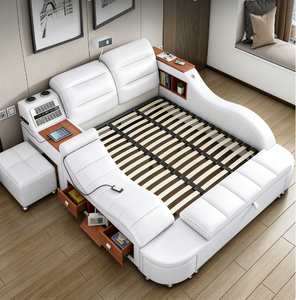 Muebles de Dormitorio al por Mayor de Fábrica, Cama Multifuncional de Cuero Tamaño Queen y King con Función de Masaje y Almacenamiento - Product Image 4