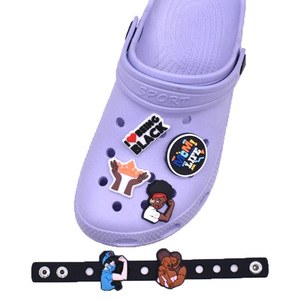 Charmes de chaussures en PVC personnalisés pour filles noires, vente en gros HY, accessoires pour bracelets, décorations de chaussures pour adultes et enfants - Product Image 2