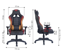 Chaise de bureau moderne pour gamer, pivotante et inclinable, en similicuir PU, avec support cervical, vérin à gaz 3 positions et accoudoirs réglables