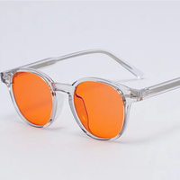 Lunettes de protection contre les radiations informatiques transparentes TR90 à monture ronde, verres PC anti-lumière bleue clairs et jaunes/orange
