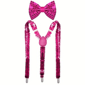 Accessoires pour fête disco des années 1970, nœud en dentelle dorée et bretelles, ensemble de vêtements pour hommes, matière polyester, multicolore LP331 - Product Image 5