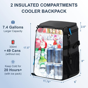 Large Capacity Leak Proof Soft Polyester <b>Lunch</b> Cooler <b>Backpack</b> 36 Cans Insulated with 24L <b>Lunch</b> <b>Bag</b> for Beach Camping - Product Image 2