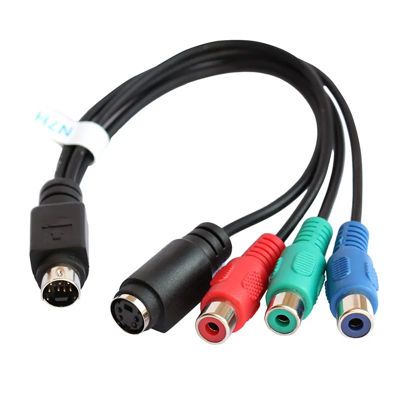 Câble adaptateur de composant femelle S-vidéo 7 broches vers RGB/3 RCA et 4 broches S-Vidéo femelle 20cm pour PC DVD HDTV