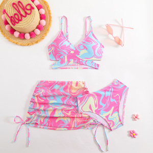 100-150cm Girls' Three-Pieces Swimsuit Tie Dye Children's <strong>Swimming</strong> <strong>Costume</strong> Separate Top and Bottom and <strong>Skirt</strong> Swimwear - Product Image 2