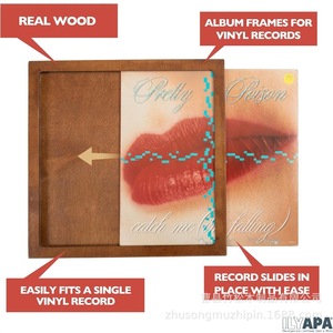 Wooden Record Display <b>Frame</b> 12.5 In Square <b>Wall</b> Mount Shadow Box For Living Room Bedroom Study - Product Image 3
