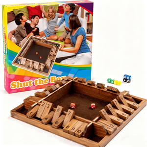<span class=keywords><strong>Jeu</strong></span> de table en bois 14 pouces 4 voies pour fermer la boîte 2-4 joueurs <span class=keywords><strong>Jeu</strong></span> de dés de style vintage pour enfants adultes avec 8 dés respectueux de l'environnement - Product Image 5