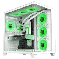 Boîtier d'ordinateur de jeu PC Gamer ATX ITX de bureau en verre trempé blanc aérospatial en gros Hongyi avec LED USB3.0 Type