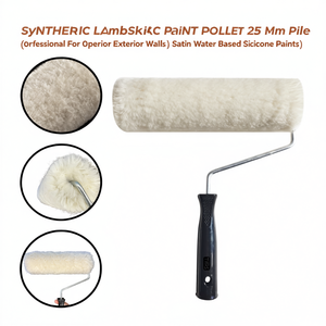 Rouleau à peinture en peau d'agneau synthétique, 25 mm, professionnel, pour murs intérieurs et extérieurs, peintures satinées à base d'eau et de silicone - Product Image 3