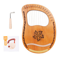 Promotion Classical Instrument 16 String Notes Solid Mahogany Wood Portable Mini Lyre Harp