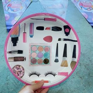 Hot Sell Girl Makeup Spa-themed Beauty Eyelash Salon Design Party Supplies <b>Tablecloth</b> Tableware Birthday Decoration Set - Product Image 4