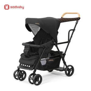 Cochecito Doble para Bebés <span class=keywords><strong>SEEBABY</strong></span> T12 2025, Ligero, de Poliéster, 9.5 kg, Negro, Plegable, con Marco de Acero Inoxidable, Capacidad de Carga de 15 kg - Product Image 2
