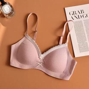 Lencería Cremosa Tipo Soufflé para Mujer, con Ribete de Encaje, Sujetador sin Varillas para Bustos Pequeños, Sujetador Push-Up - Product Image 5