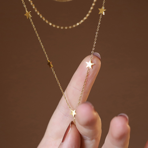 Wasserdichte, anlaufgeschützte 18K vergoldete Edelstahl-Stern-Lariat-<span class=keywords><strong>Y</strong></span>-Halskette für Damen - Product Image 2
