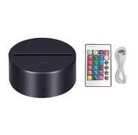 Lampe de nuit moderne en acrylique ABS 3D, 16 couleurs, avec base, télécommande, alimentation par piles/USB, lampe LED à intensité variable pour la décoration de la maison