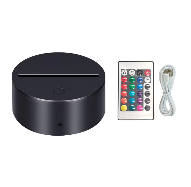 3D Acrylic ABS Modern Middle 16 Colors Night Light with Base Remote Control Battery/USB Powered Dimmable LED Lamp for Home Decor