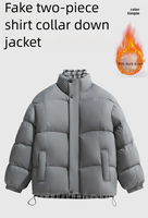 Veste d'hiver pour homme à col montant, style rétro décontracté, personnalisable avec logo, coupe-vent, anti-froid, effet deux pièces