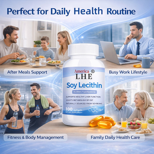 ผู้ผลิตอาหารเสริมเลซิตินจากถั่วเหลืองแบบ OEM 500 มก. กรดไขมันจำเป็นเพื่อเสริมสร้างการทำงานของสมอง 120 แคปซูลนิ่มเลซิตินจากถั่วเหลือง - Product Image 2